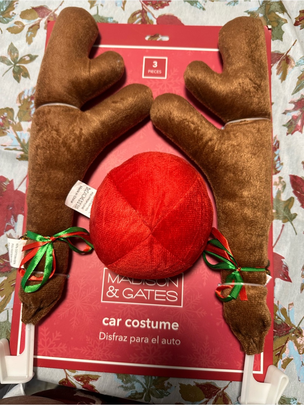 Brown Reindeer Antlers and Red Nose Car Costume